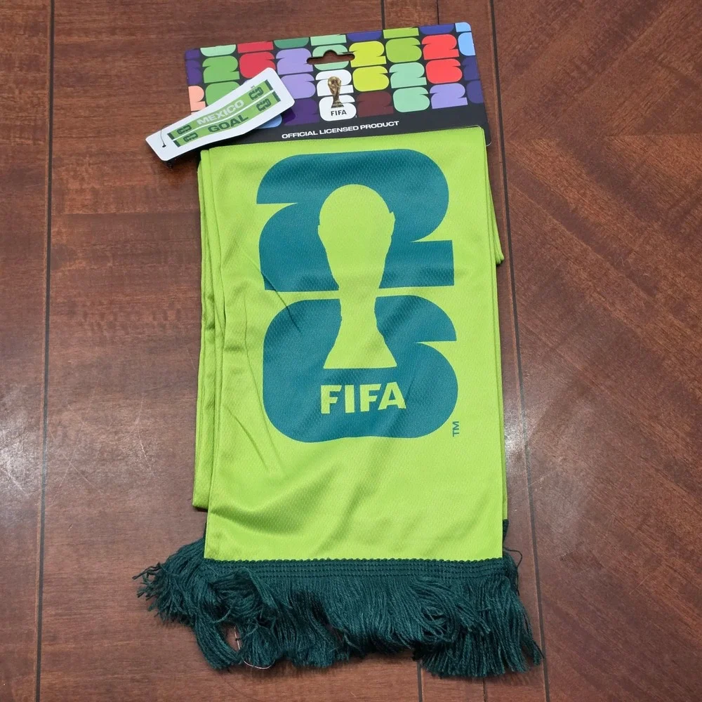 FIFA Scarf Unisex OS Green Mexico 2026 World Cup Soccer Fan Fringe Official New
